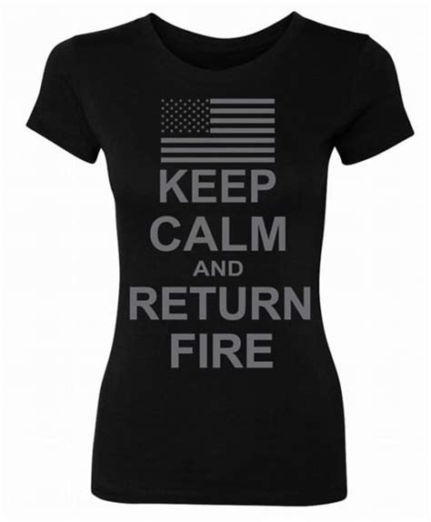 American Spartan Apparel Womens Keep Calm Return Fire T Shirt