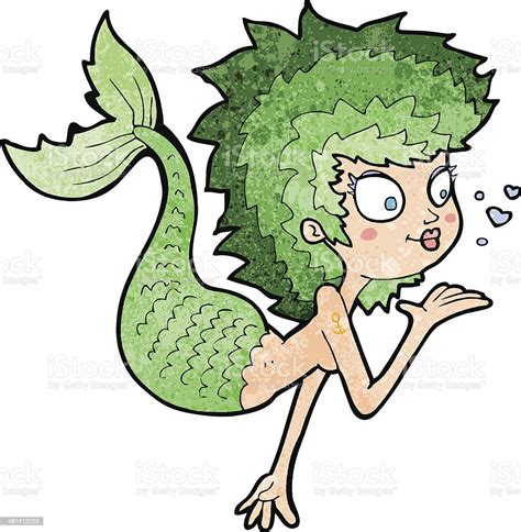 Cartoon Mermaid Blowing A Kiss Stock Illustration Download Image Now