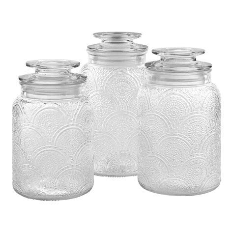 Stylesetter 3 Piece Round Glass Canister Set With Glass Lids By Jay Companies 203192 Gb