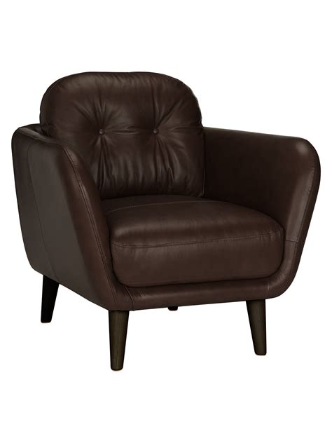 The armchair feels extra soft and cosy to sit. House by John Lewis Arlo Leather Armchair, Milan Dark ...