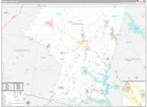 Carroll County Md Wall Map Premium Style By Marketmaps