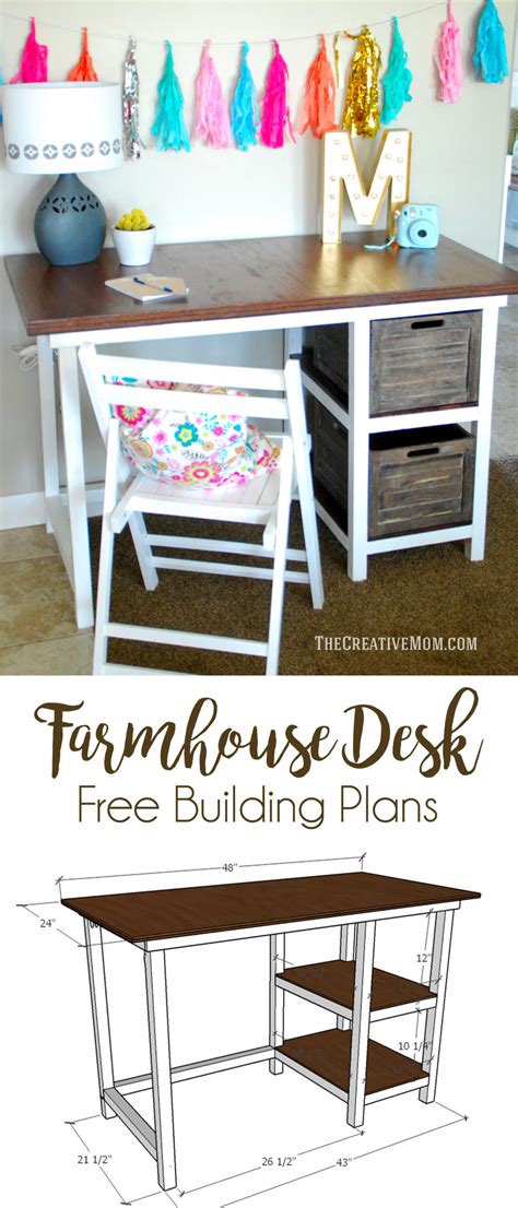 Diy Farmhouse Desk Free Building Plans The Creative Mom