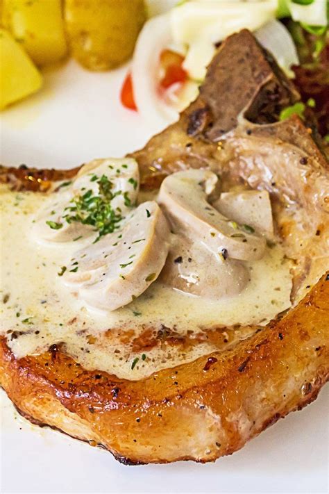 One quick and easy meal is baked pork chops with cream of mushroom soup, with either rice or mashed potatoes (or mac and cheese from the blue box, which was always a favorite in my house) and some type of vegetable like roasted green beans and tomatoes. Gravy Baked Pork Chops with Mushrooms Recipewith Onion, Garlic, Fresh Mushrooms, and Cream of ...