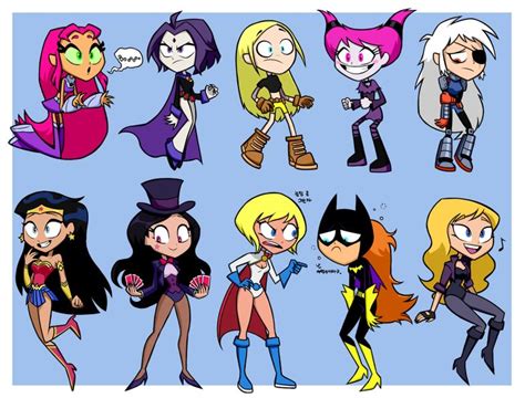 ladies line up dc comics teen titans fanart original teen titans anime vs cartoon