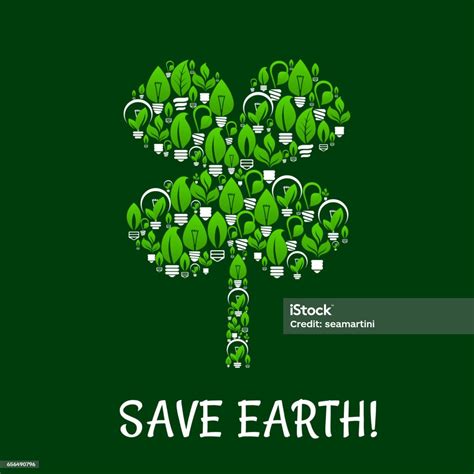 Save Earth Green Eco Energy Vector Poster Stock Illustration Download