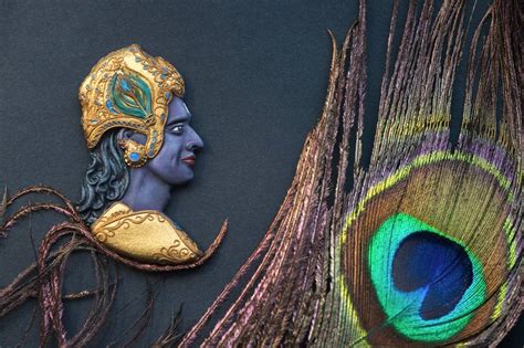 Lord Krishna Image With Peacock Feather Photography By Olga Akulinina
