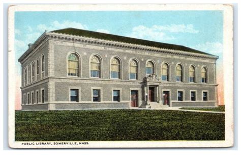 Postcard Public Library Somerville Ma 1920 1930s B8 Ebay