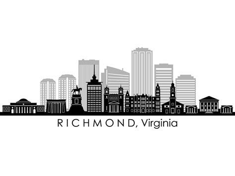 Richmond Virginia Usa Skyline City Outline Silhouette Vector Etsy Canada