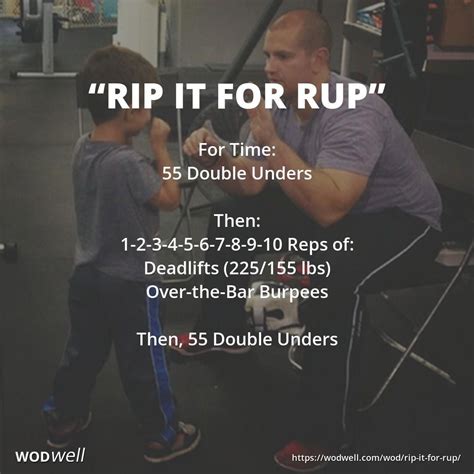 Rip It For Rup Tribute Wod For Time 55 Double Unders Then 1 2 3 4 5 6 7 8 9 10 Reps Of