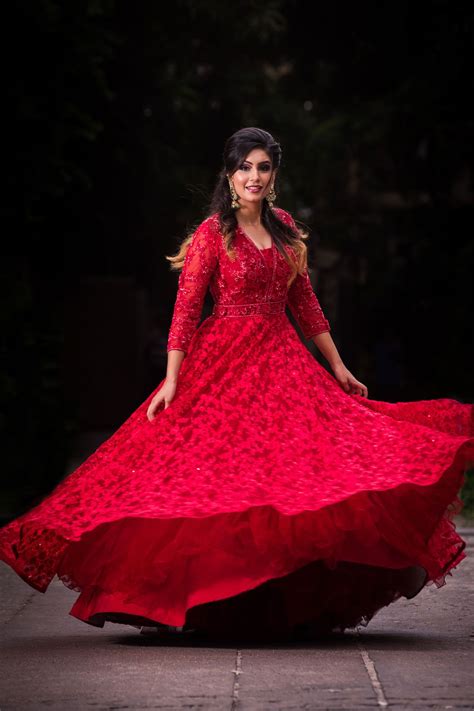 Bight Red Thread Embroidered Net Bridal Gown Bridal Gowns Online Bridal Gowns Gowns