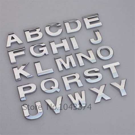 5pcslot Diy 3d Chrome Metal Stickers 25mm Alphabet Letters Number