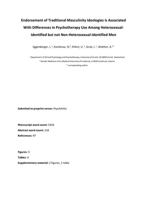 Pdf Endorsement Of Traditional Masculinity Ideologies Is Associated