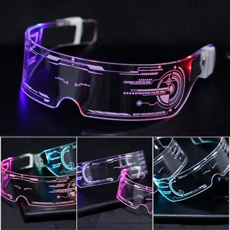 Futuristic Vaporwave Cyberpunk Led Visor Glasses 7 Color Etsy Uk