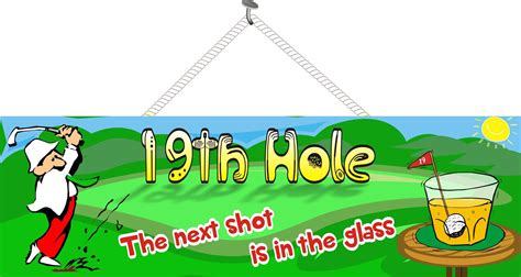 19th Hole Funny Quote Sign With Green Male Or Female Golfer And Shot