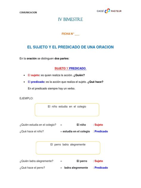 Sujeto Y Predicado Pdf Predicado Gramática Asunto Gramática