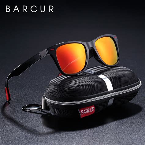 barcur design ultralight classic polarized sunglasses men tr90 square frame sun glasses male