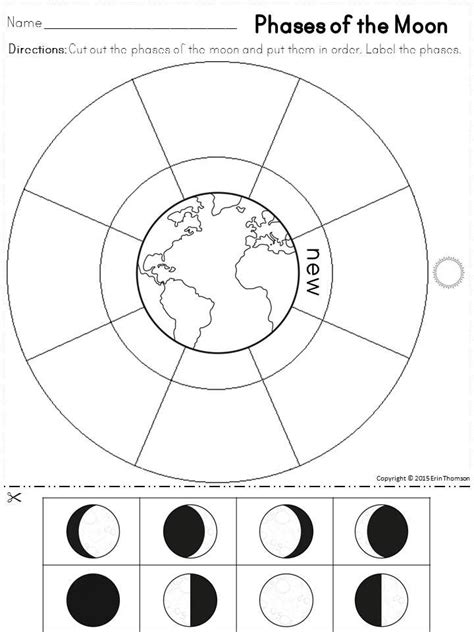 Phases Of The Moon Worksheets And Picture Cards 6th Grade Science