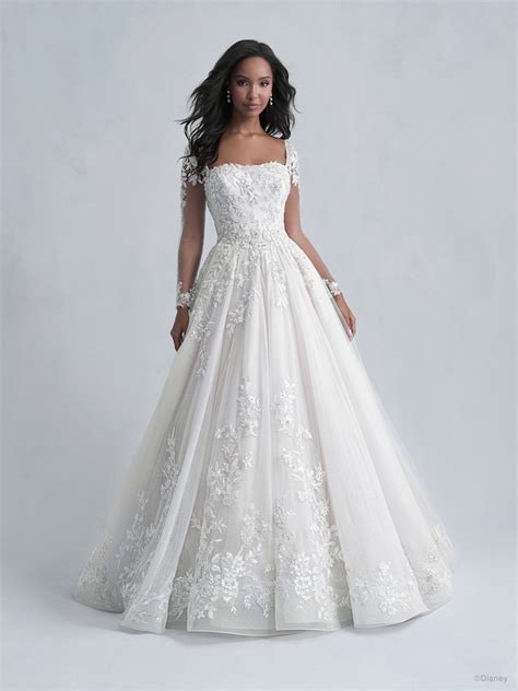 Long Sleeve Ball Gown Wedding Dress With Embellished Illusion Sleeves