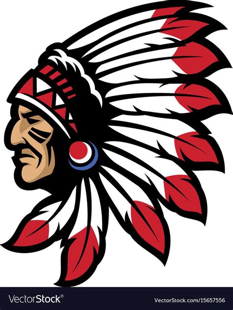 American Native Chief Head Mascot Royalty Free Vector Image