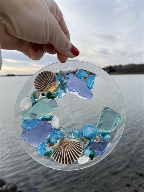 6 Beach Glass Sun Catcher Beach Glass Suncatcher Etsy Beach Glass Art Sea Glass Crafts