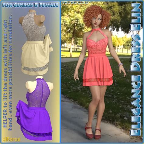 Dforce Elegance Dress Elin For Genesis 8 Female 3d Clothing 3d