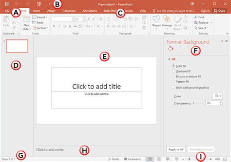 Interface In Powerpoint 2016 For Windows
