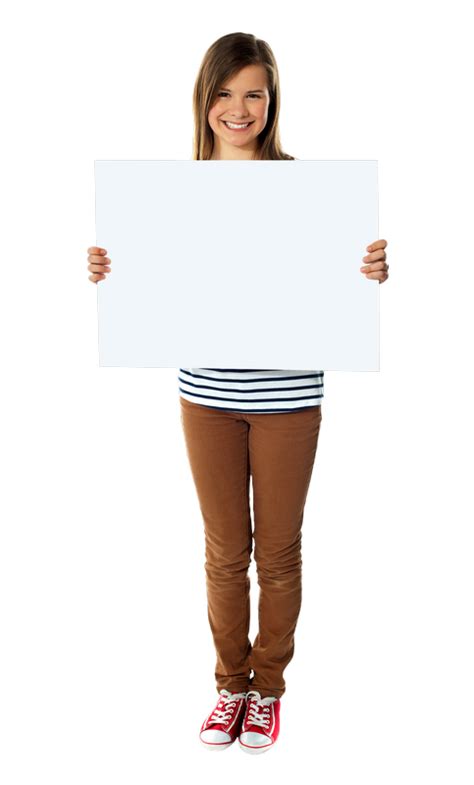 Girl Holding Banner Royalty Free Png Image Png Play