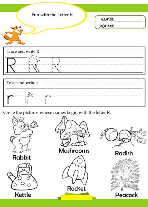 Letter R Tracing Writing Worksheet Preschool Crafts
