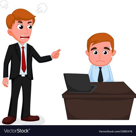 Angry Boss Cartoon Royalty Free Vector Image Vectorstock