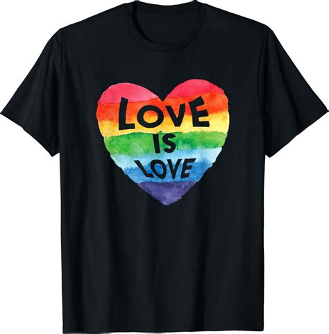 Amazon Com Rainbow Heart Love Is Love Gay Pride Ally T Shirt