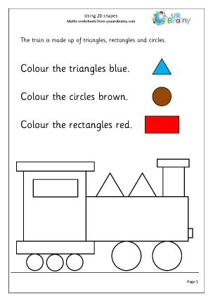 A wide variety of geometry worksheets that teachers can give to students as classwork or homework. Using 2D shape (1) Geometry (Shape) Maths Worksheets For Year 1 (age 5-6)