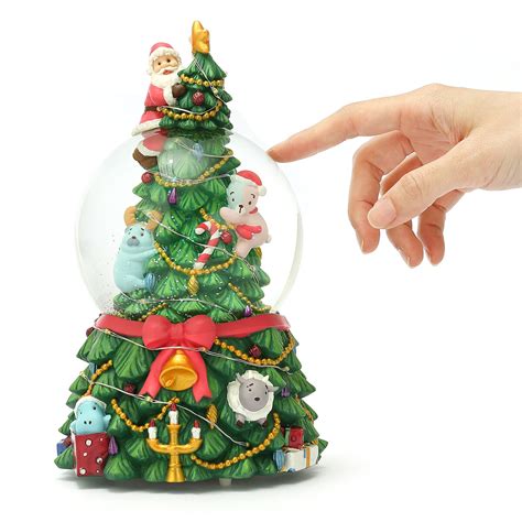 O Tannenbaum Santa Claus And Christmas Tree Snow Globe Music Box