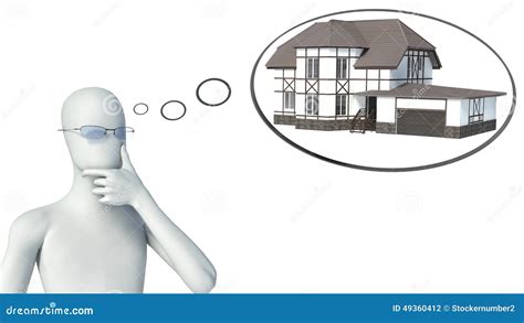 3d Man Thinking About Buying A Home Stock Illustration Illustration