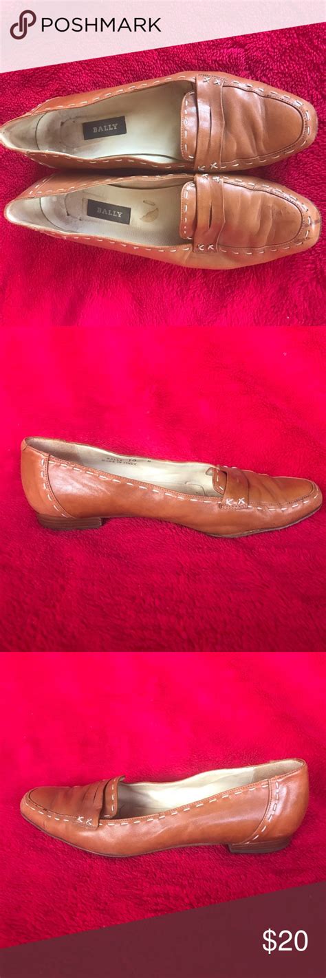 Bally Tan Leather Flats Sz 10 Tan Leather With Contrasting White