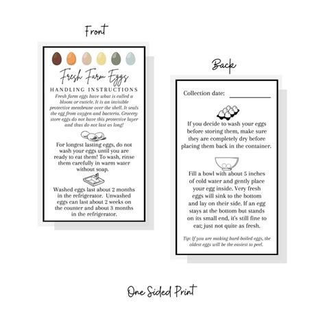Fresh Farm Eggs Handling Instruction Card Print At Home Etsy UK