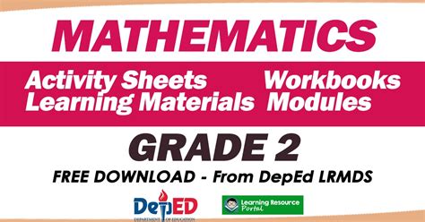 Grade 2 Math Learning Materials From Deped Lrmds Free Download