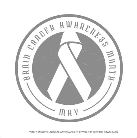 May Brain Cancer Month Wear Gray Awareness Month Tumor Support Ribbon