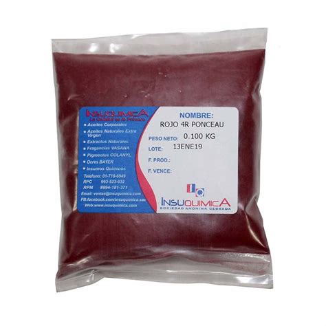 Color Rojo 4r Ponceau Food Grade Bolsa X 0100 Kg Tienda Online