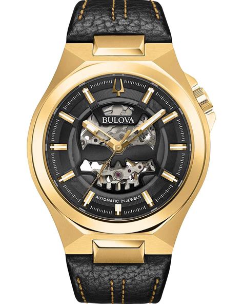 BULOVA Mechanical Collection Maquina Automatic Black Leather Strap A Black Leather Strap