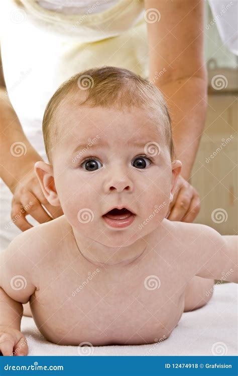 Mother Massaging Baby Stock Photo Image Of Baby Cheerful