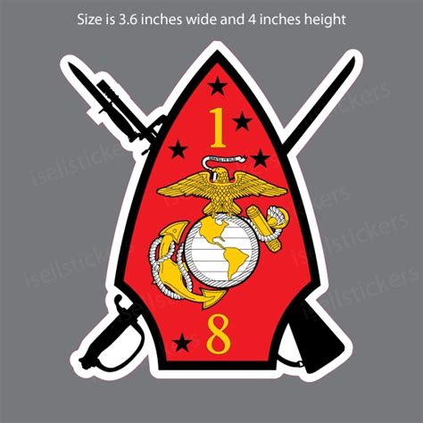 1st Battalion 7th Marine Regiment Corp Usmc Bumper Sticker Window Decal