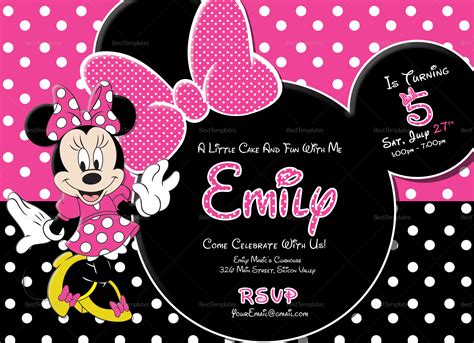 Special Minnie Mouse Birthday Invitation Design Template In Psd Word