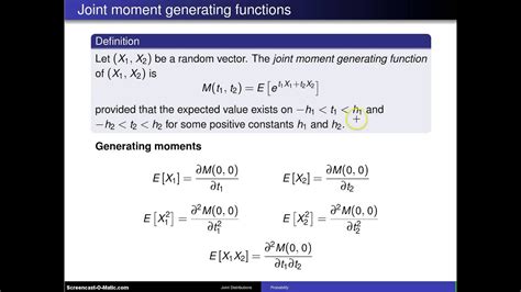 Bivariate Distributions Moment Generating Functions Youtube