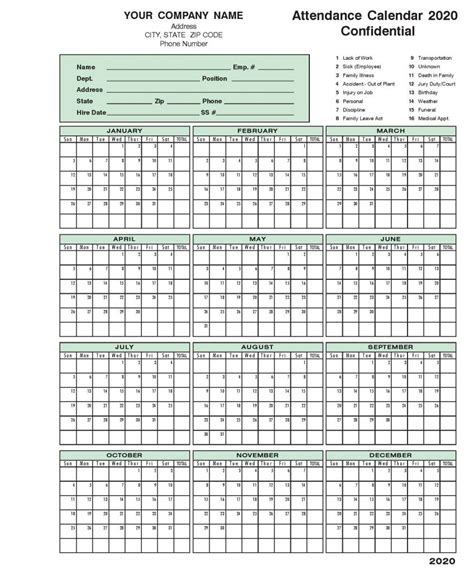 Hello friends, in today's article, we are going to share a collection of attendance sheet templates which you can download for free in pdf, word, and attendance sheet is like a document or a tool which helps to record students, employees, relatives attendance. Employee Attendance Calendar | Tracker Template 2020 | Printable Calendar Templates