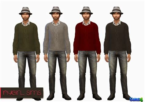 My Sims 4 Blog Collared Shirt With Cable Knit Sweater For Males By Nygirl
