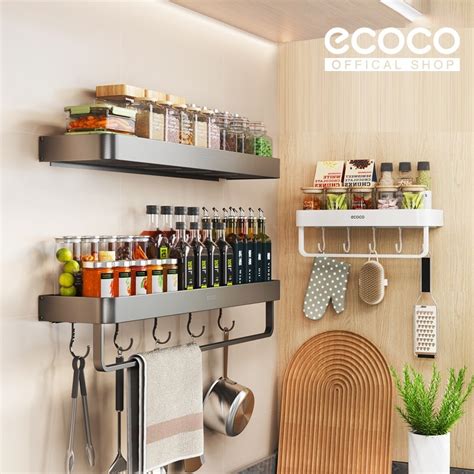 Jual Ecoco Wall Rack Aluminium Rak Dapur Rak Bumbu Rak Multifungsi