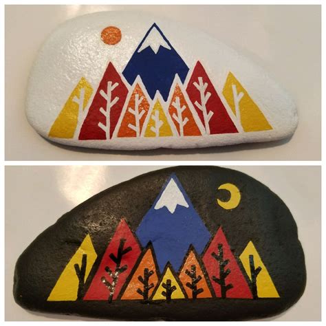 Mountains Painted On Both Sides Of Rock Painted By Susan Morrow Rock