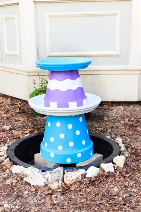 I made this adorable diy water fountain that adds pretty water sounds and fun colors to our yard. Colorful and Whimsical DIY Water Fountain