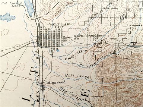 Antique Salt Lake City Utah 1885 Us Geological Survey Etsy