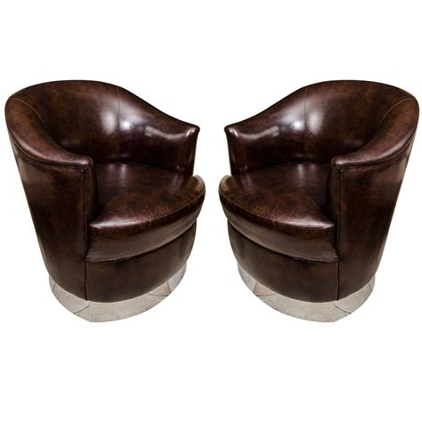 Find great deals on ebay for leather barrel swivel chair. Pair of barrel back leather upholstered swiveling club ...